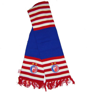 Red blue white bar scarf